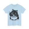 Cute Cat Eating Noodles T-shirt Cotton Tee - Image 11