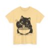 Cute Cat Eating Noodles T-shirt Cotton Tee - Image 7