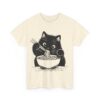 Cute Cat Eating Noodles T-shirt Cotton Tee - Image 10