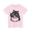 Cute Cat Eating Noodles T-shirt Cotton Tee - Image 13