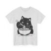 Cute Cat Eating Noodles T-shirt Cotton Tee - Image 5