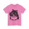 Cute Cat Eating Noodles T-shirt Cotton Tee - Image 14